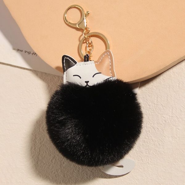 KEYCHAIN - CAT PLUSH - BLACK