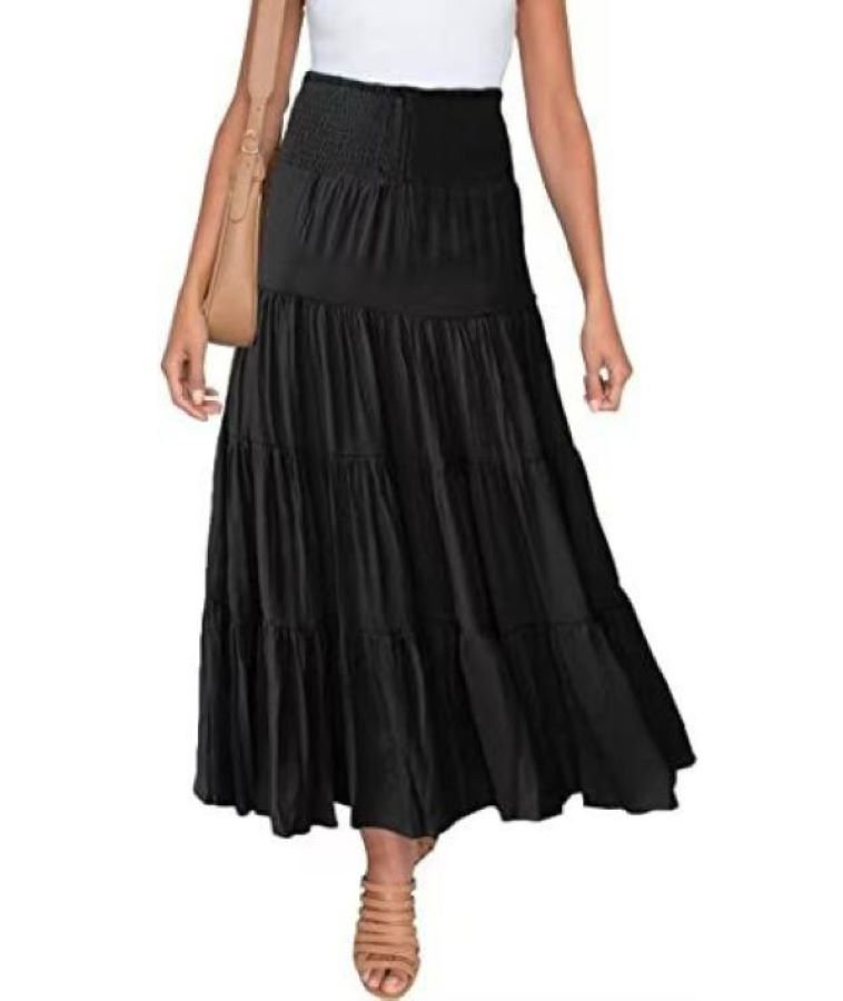 SKIRT - MAXI TIERED - BLACK