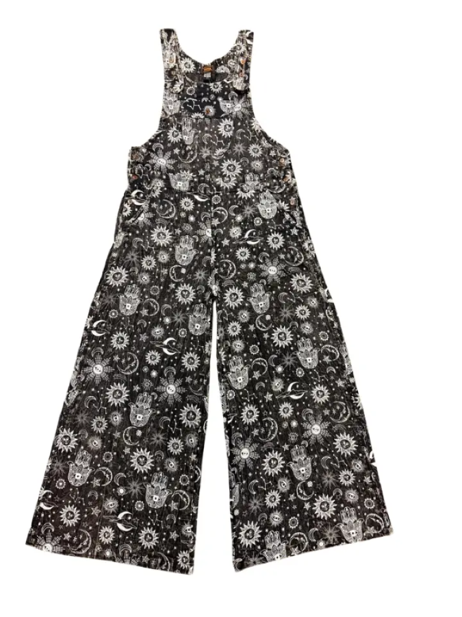 OVERALLS - COTTON SUN MOON - Black White