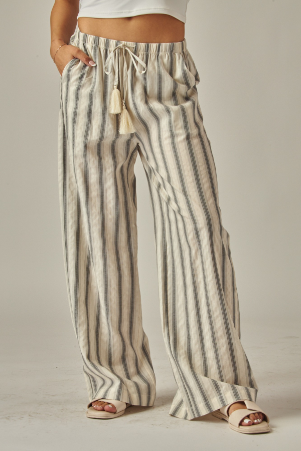 PANTS - STRIPED WIDE LEG LINEN