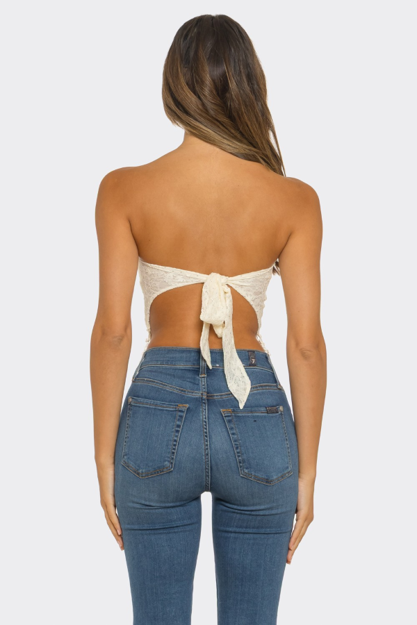 JR TUBE TOP - LACE BANDANA - Ivory