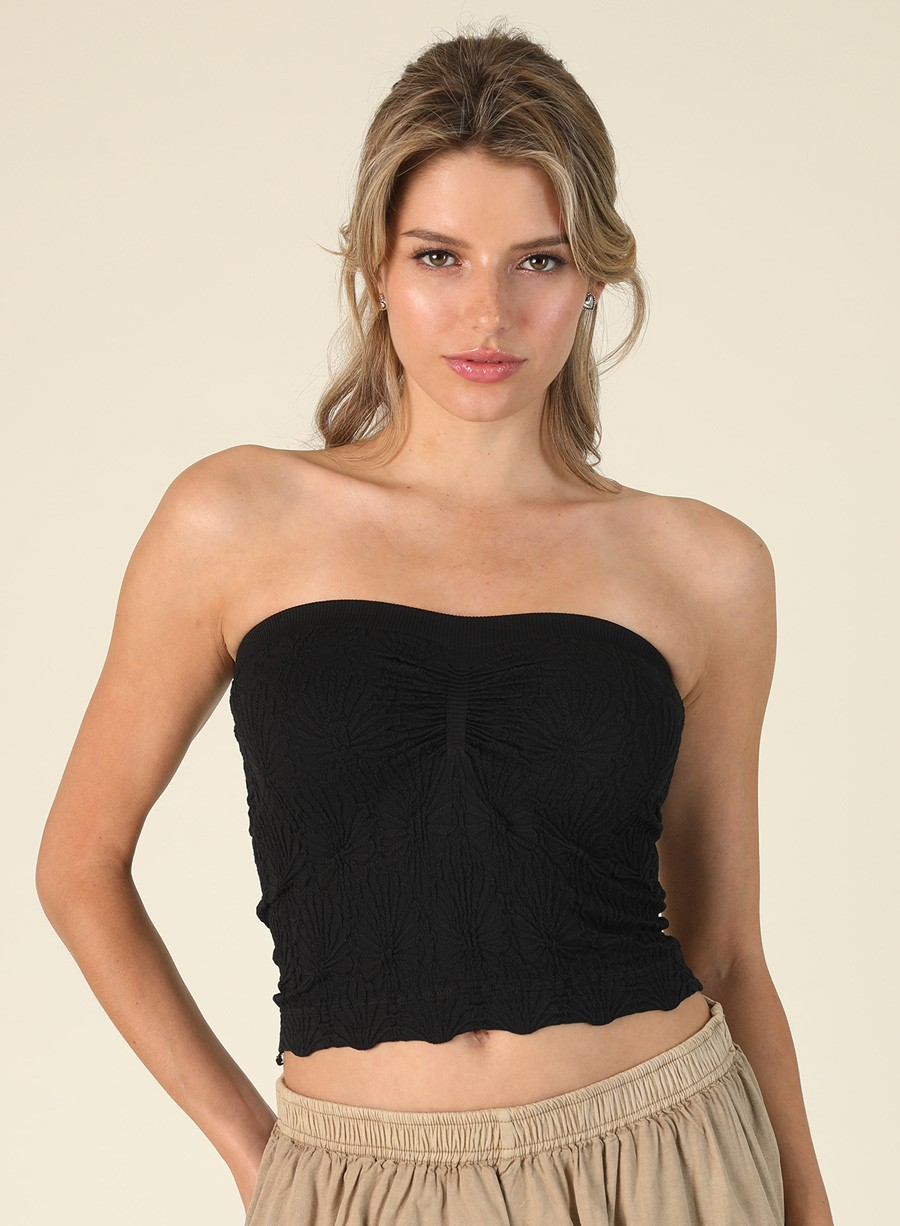 JR TUBE TOP - LACE TEXTURED - Black