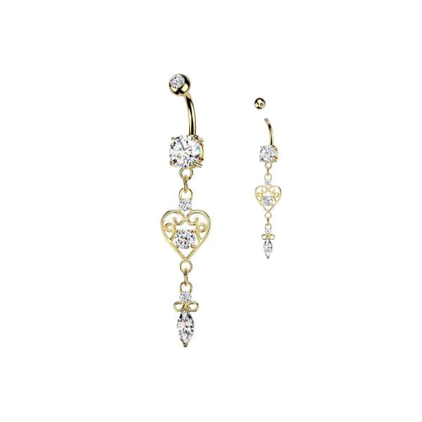 BELLY RING - HEART FILIGRE - Gold
