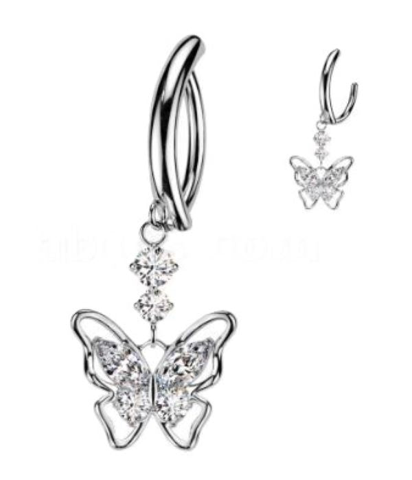 BELLY RING - HINGED BUTTERFLY - Silver