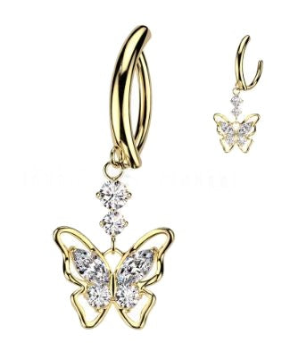 BELLY RING - HINGED BUTTERFLY - Gold