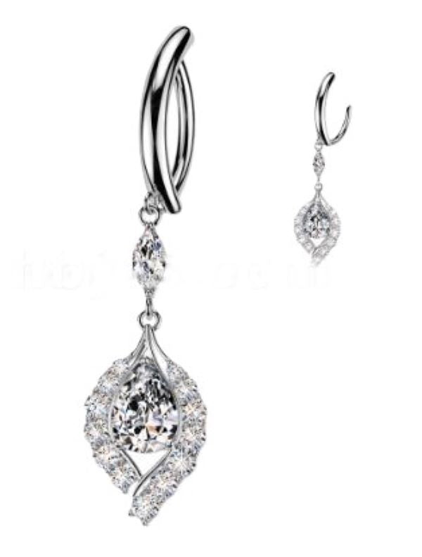 BELLY RING - HINGED TEARDROP - Silver