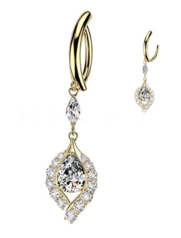 BELLY RING - HINGED TEARDROP - Gold
