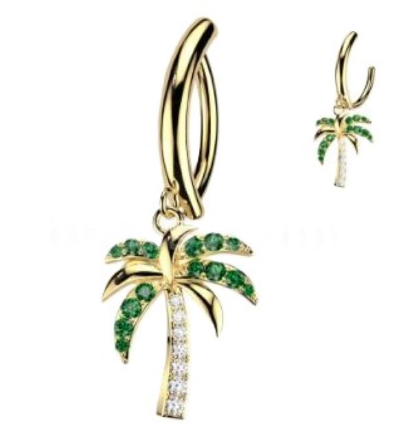 BELLY RING - HINGED PALM TREE - Gold