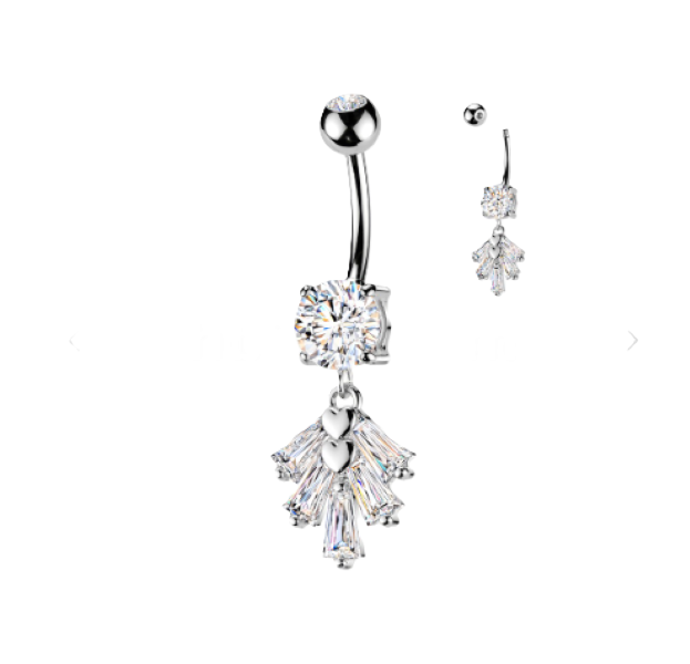 BELLY RING - BAGUETTE FAN - Silver
