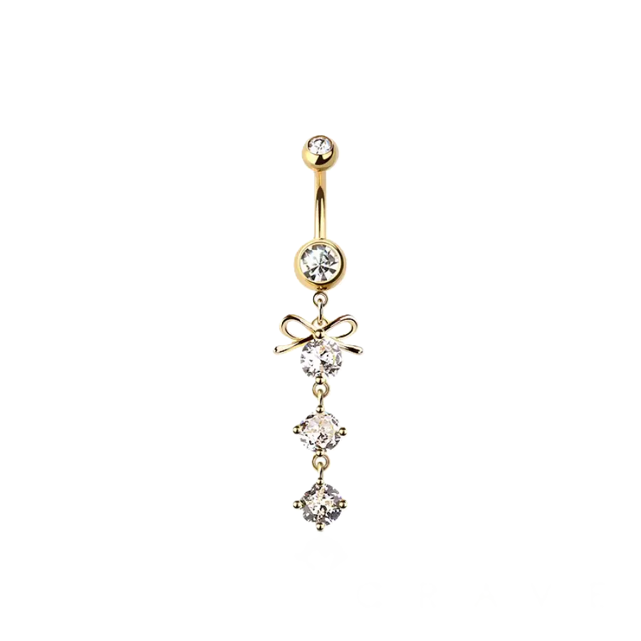BELLY RING - BOW CZ - Gold