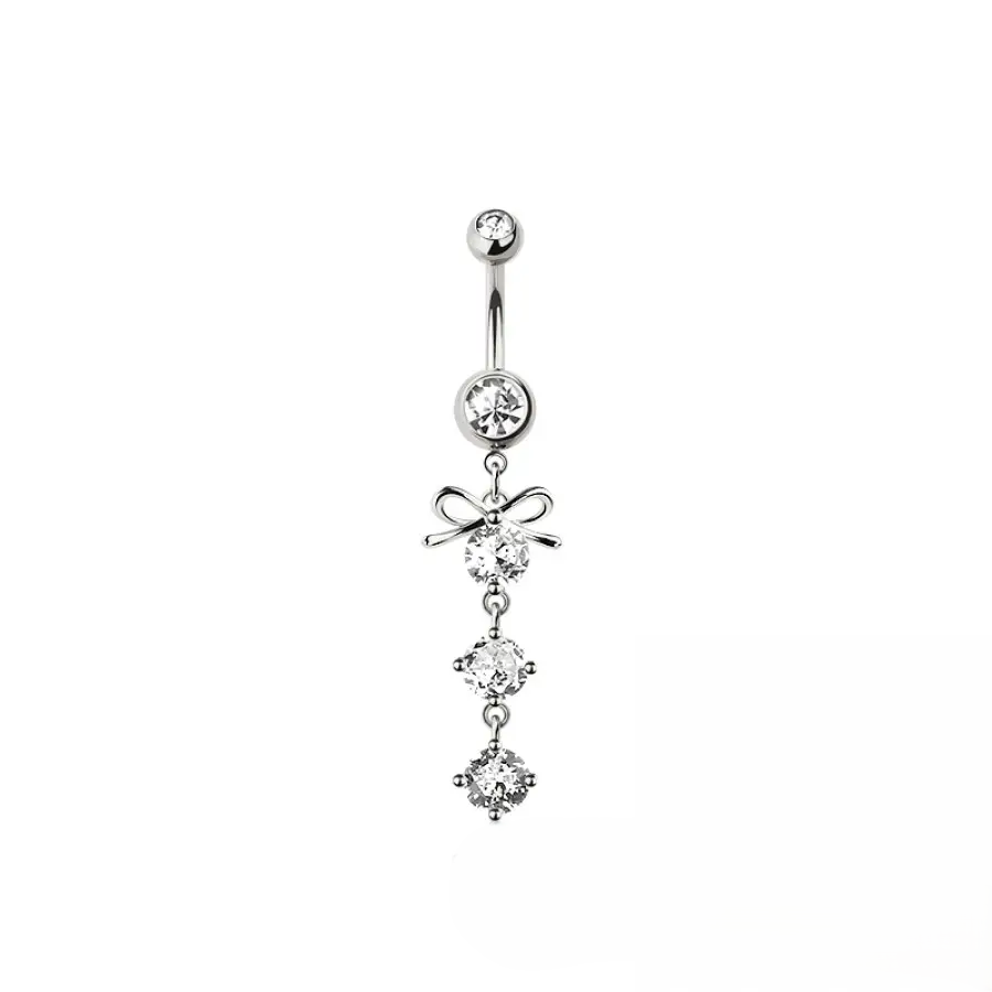 BELLY RING - BOW CZ - Silver