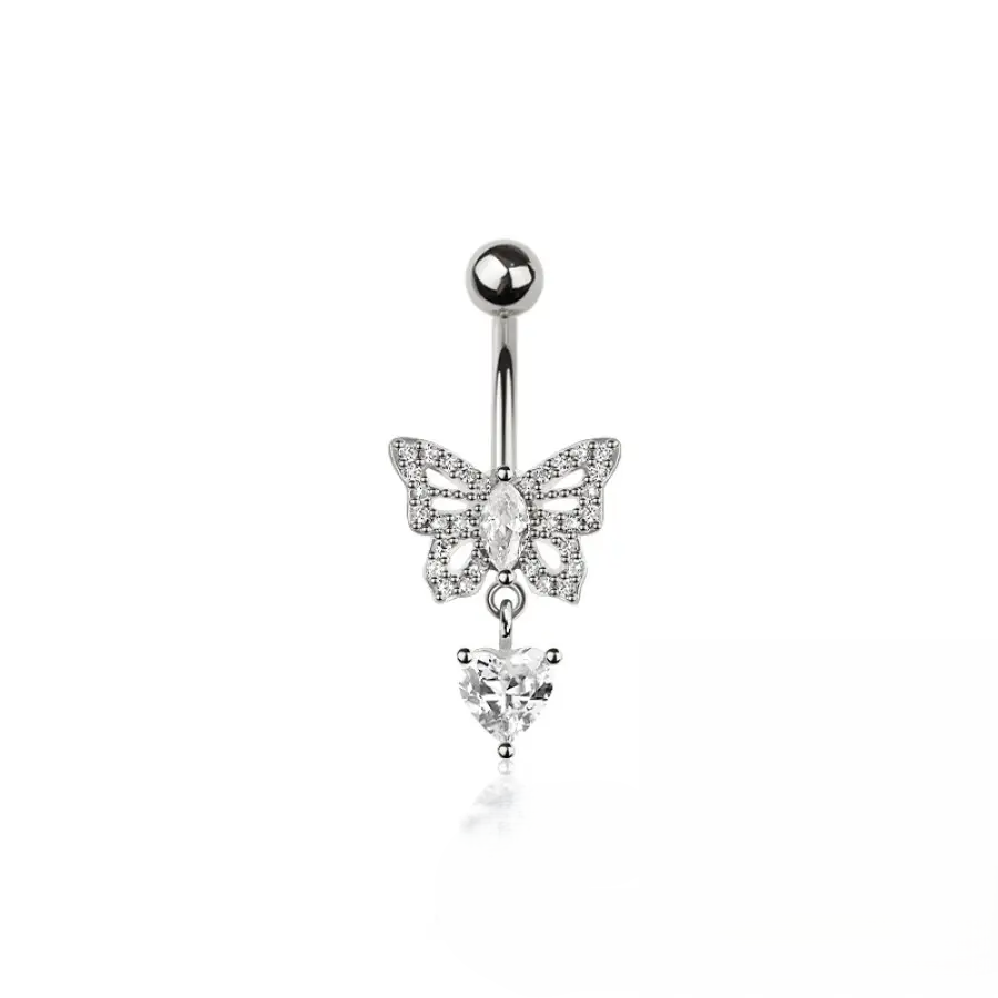 BELLY RING - BUTTERFLY - SILVER
