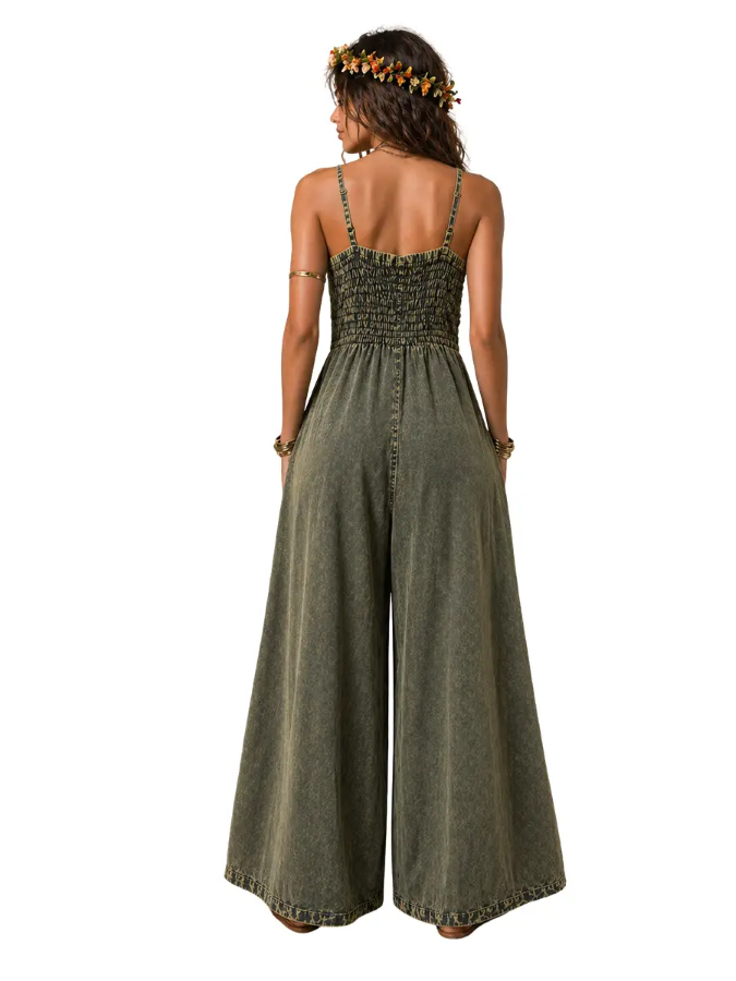 OVERALL - EMBROIDERED WIDE LEG