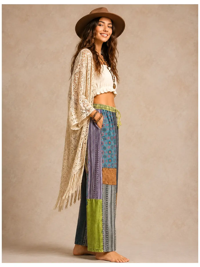 PANTS - BOHO PATCHWORK WIDE LEG