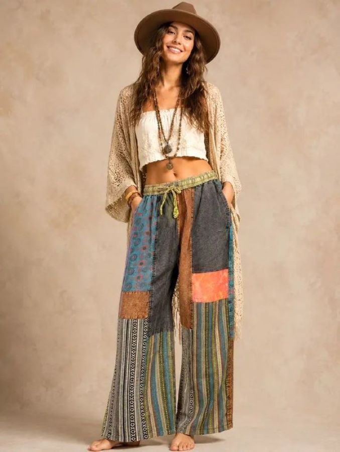 PANTS - BOHO PATCHWORK WIDE LEG