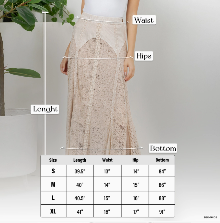 SKIRT - MAXI BIAS CUT LACE - Latte