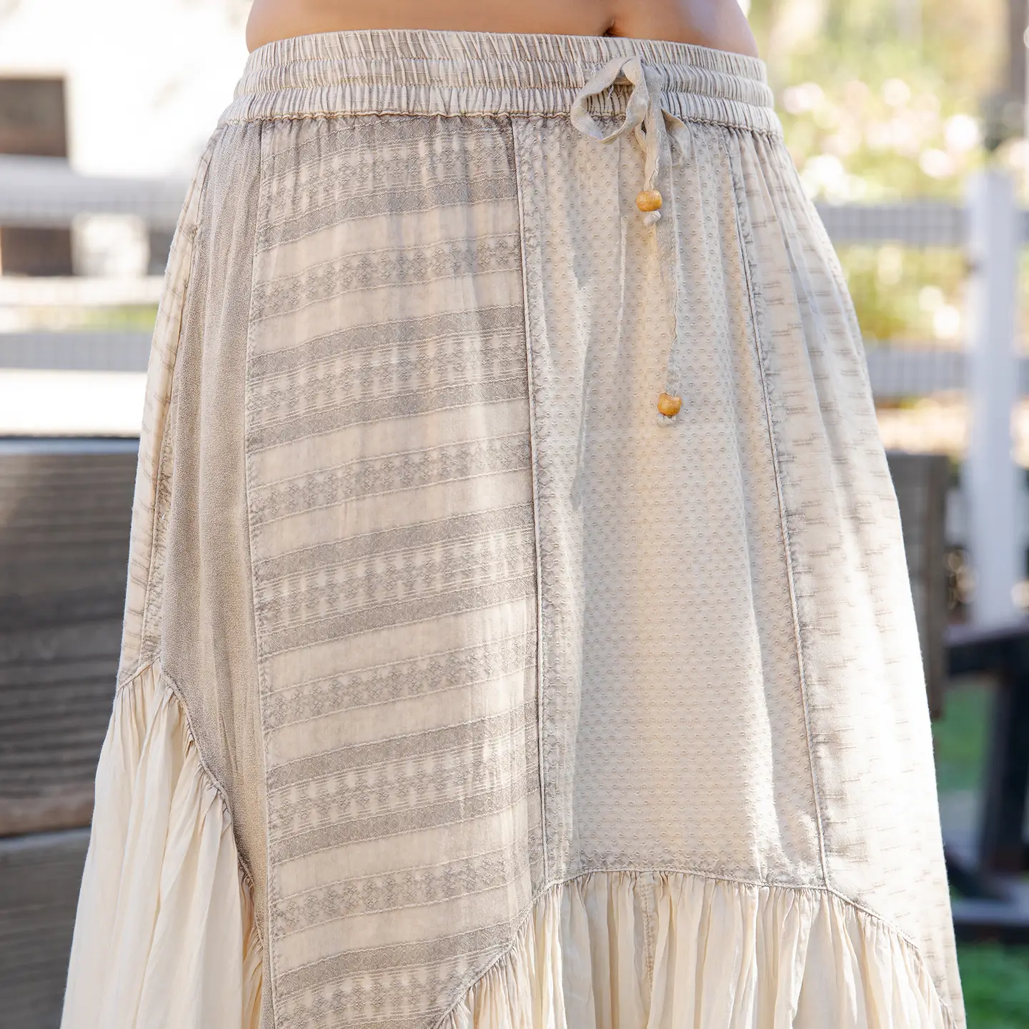 SKIRT - MAXI MIXED PANEL - Latte