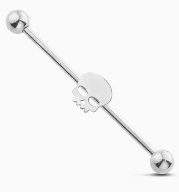 Barbell - Industrial Skull - Silver