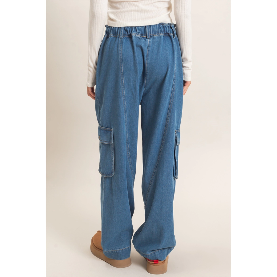PANT - DENIM TIE WAIST POCKETS