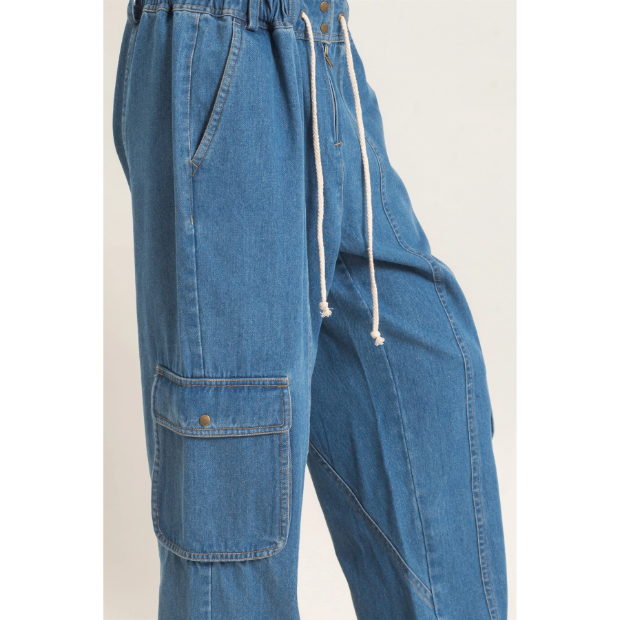 PANT - DENIM TIE WAIST POCKETS