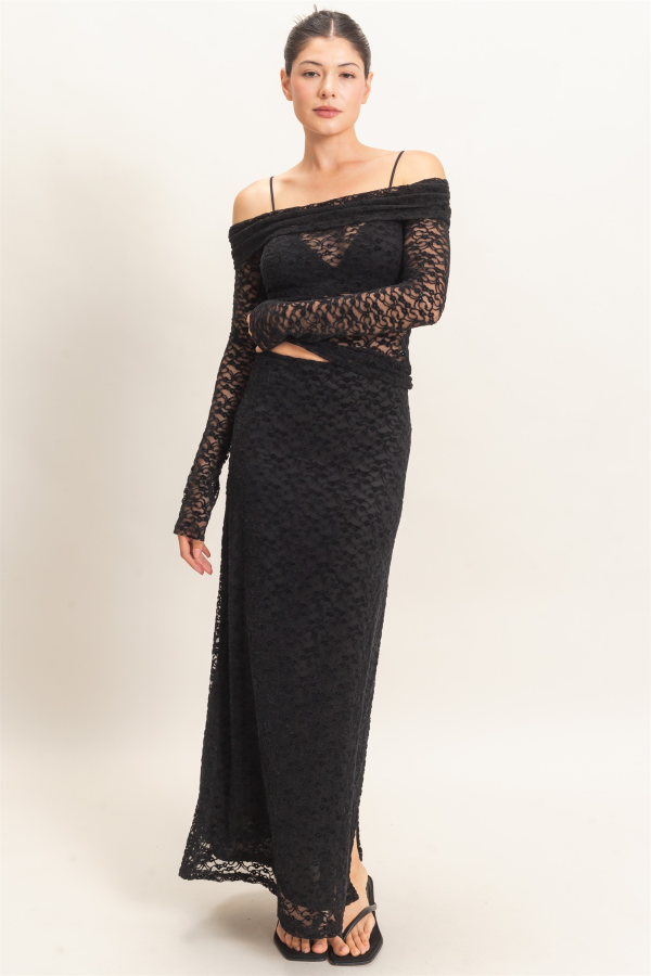 SKIRT - MAXI LACE SIDE SLIT