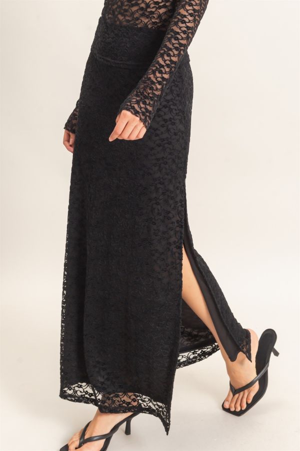 SKIRT - MAXI LACE SIDE SLIT