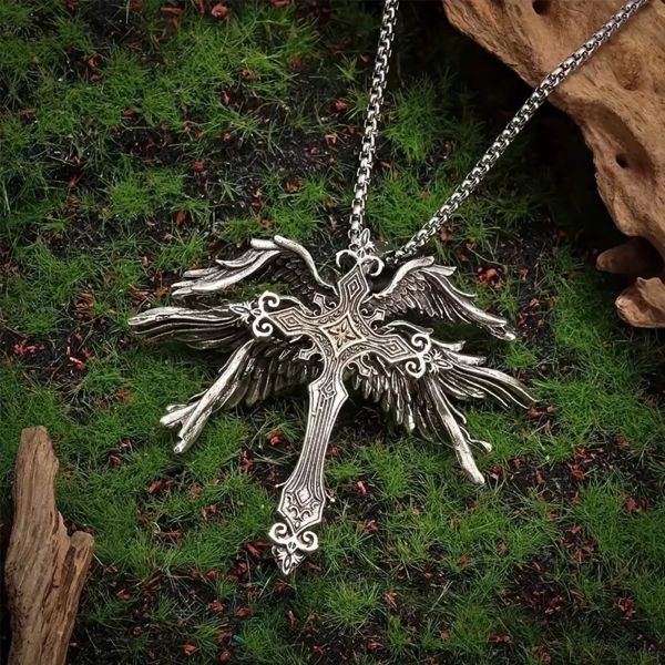 NECKLACE - ANGEL WING CROSS