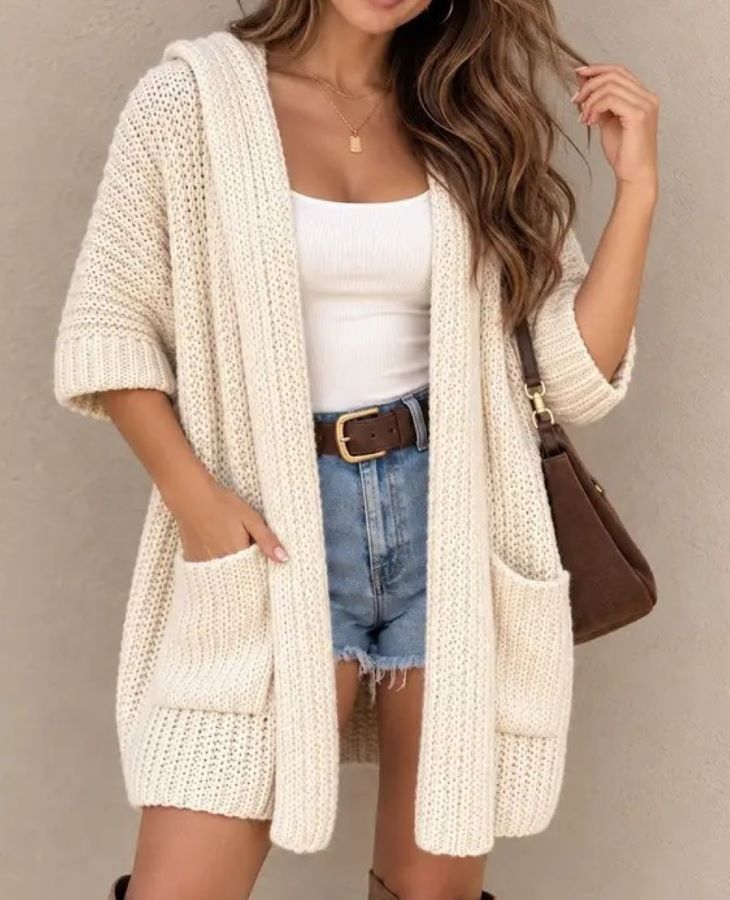 CARDIGAN - CHUNKY KNIT HOODED