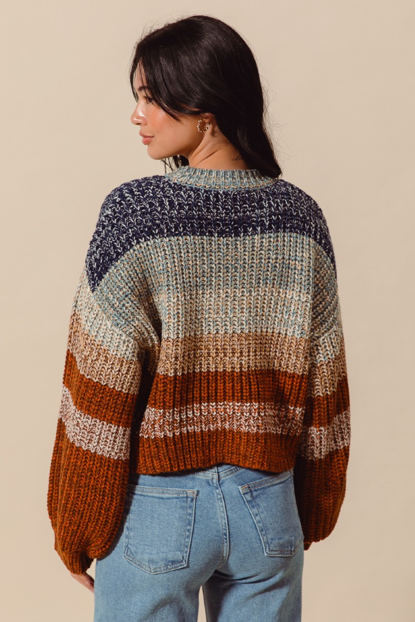 SWEATER - CROP STRIPED MULTI - hotRAGS.com