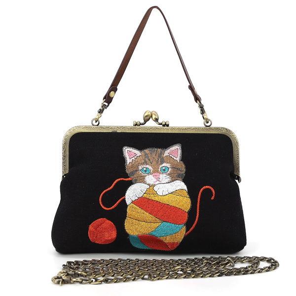 BAG - CAT IN YARN KISSLOCK
