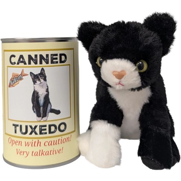 PLUSH - CANNED RESCUE CAT TUXEDO