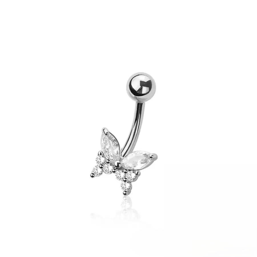 BELLY RING - BUTTERFLY - SILVER