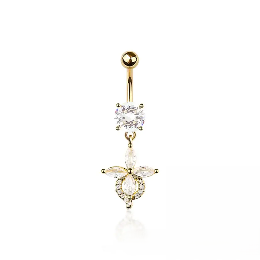BELLY RING - LOTUS LILY - GOLD