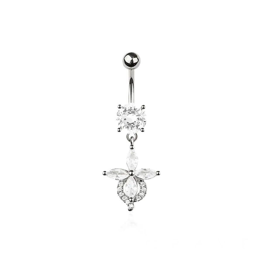 BELLY RING - LOTUS LILY - SILVER