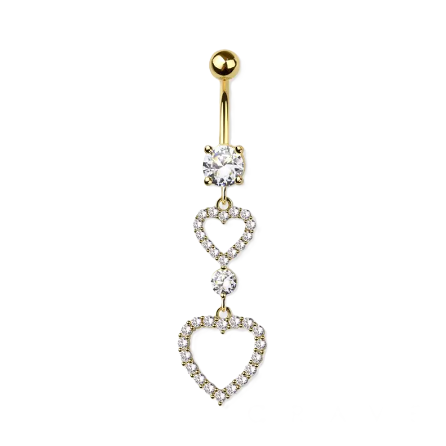 BELLY RING - HEART DOUBLE - GOLD
