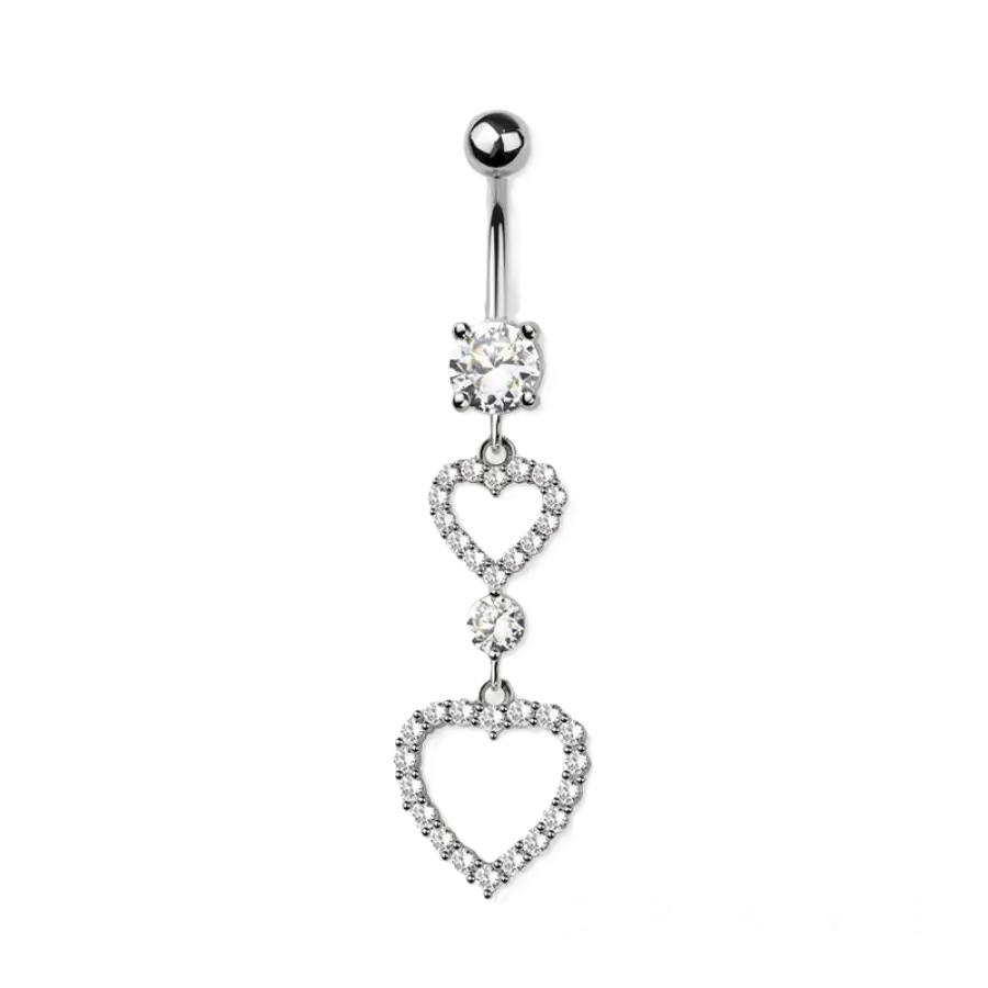 BELLY RING - HEART DOUBLE - Silver