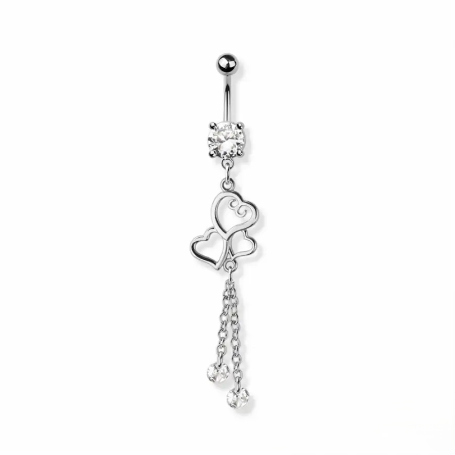 BELLY RING - TRIPLE HEART - Silver