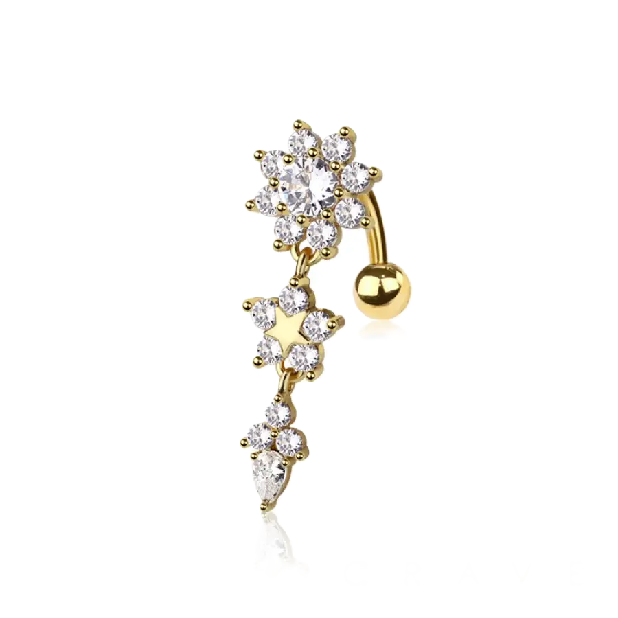 BELLY RING - FLOWER CENTER STAR - Gold