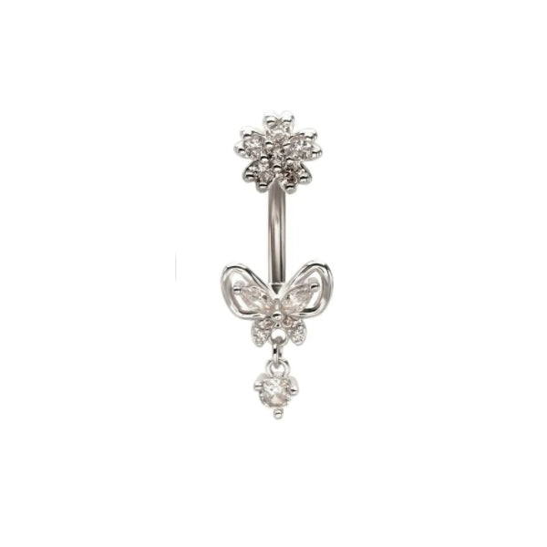 BELLY RING - FLOWER - Silver