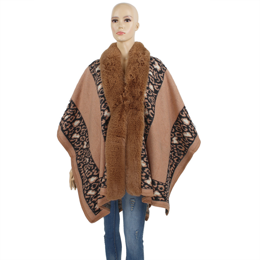 PONCHO SHAWL - FAUX FUR ANIMAL