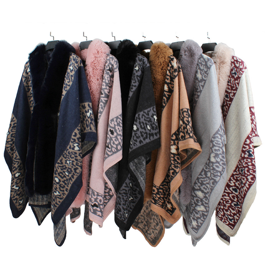 PONCHO SHAWL - FAUX FUR ANIMAL