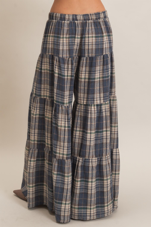 PANTS - FLANNEL WIDE LEG - Blue