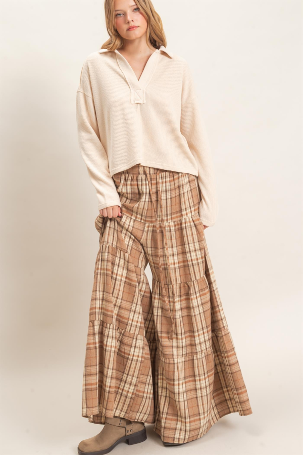 PANTS - FLANNEL WIDE LEG - Mocha