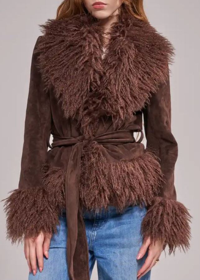 Jacket - FUR TRIM SHORT - Chocolate Brown