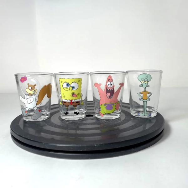 GLASS - MINI SPONGEBOB FACES - 4PC
