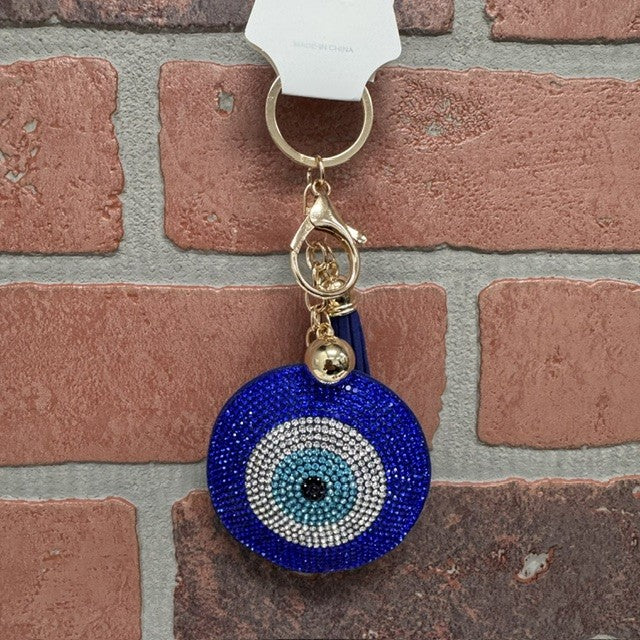 KEYCHAIN - BLING BLUE EVIL EYES