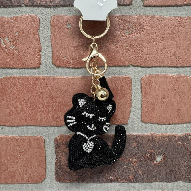 KEYCHAIN - BLING BLACK CAT