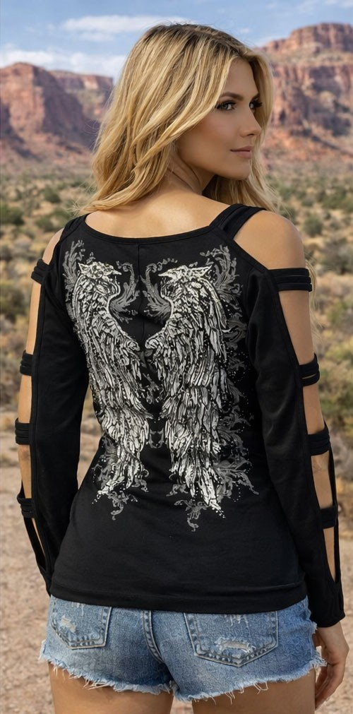 JR LONG SLEEVE - WINGS CUT OUT - Black