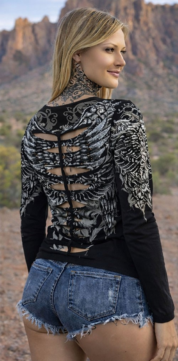 JR LONG SLEEVE - WING CUT CHEST- Black