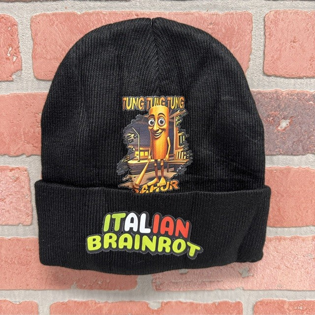 BEANIE - BRAIN ROT POOP PRINTED